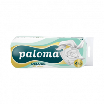 Paloma Toilettenpapier Deluxe Sensitive Silk Extract Balsam, 4-lagig, weiß mit Prägung, dermatologisch getestet, 10 x 125 Blatt